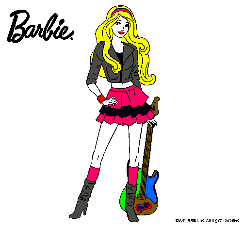 Dibujo Barbie rockera pintado por yalla