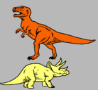 Dibujo Triceratops y tiranosaurios rex pintado por dhghtrhhurt