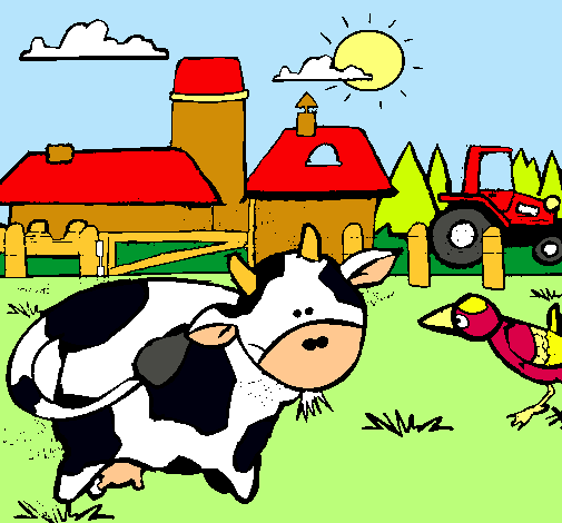 Vaca en la granja