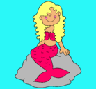 Dibujo Sirena sentada en una roca pintado por danna11
