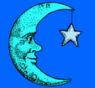 Dibujo Luna y estrella pintado por sirene