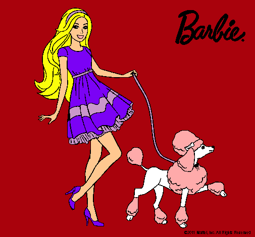 Dibujo Barbie paseando a su mascota pintado por Blooma