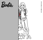 Dibujo Barbie con cazadora de cuadros pintado por hopillo