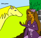 Dibujo Princesa y caballo pintado por Bryna