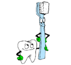 Dibujo Muela y cepillo de dientes pintado por tronco34