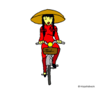 Dibujo China en bicicleta pintado por chicachina