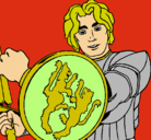Dibujo Caballero con escudo de león pintado por mikel