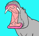 Dibujo Hipopótamo con la boca abierta pintado por lluli