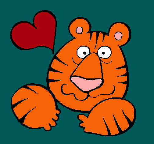 Dibujo Tigre loco de amor pintado por manute