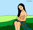 Dibujo Madre con su bebe pintado por Elenis