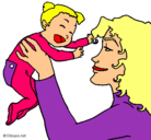 Dibujo Madre con su bebe pintado por fjksdjdfk