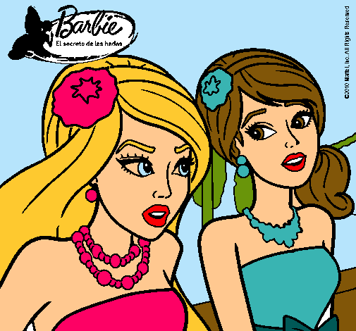 Dibujo Barbie y su amiga pintado por yole