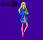 Dibujo Barbie con un gatito pintado por esytrella