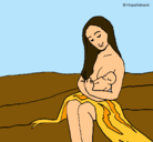 Dibujo Madre con su bebe pintado por blanquecino