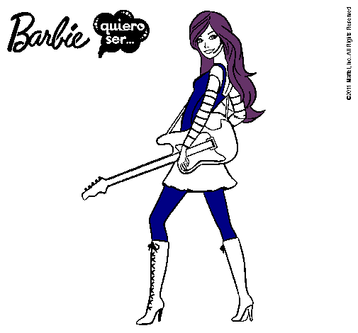 Dibujo Barbie la rockera pintado por yalla