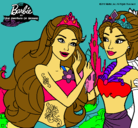 Dibujo Barbie se despiede de la reina sirena pintado por magabi
