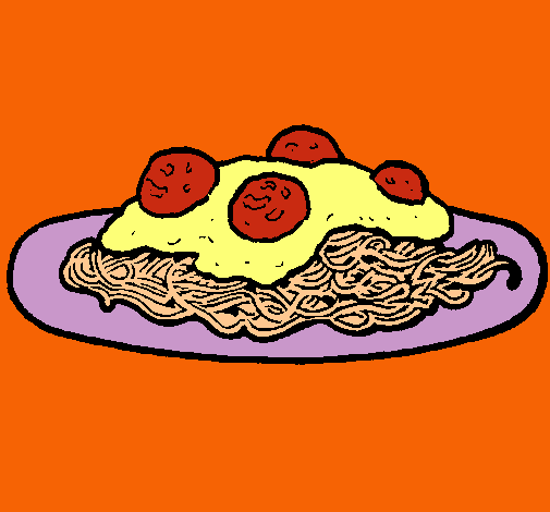 Dibujo Espaguetis con carne pintado por Carnebarbara