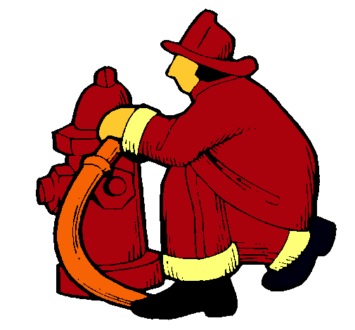 Bombero en la boca de incendios