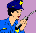 Dibujo Policía con el walkie pintado por emat
