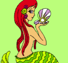 Dibujo Sirena y perla pintado por Bryna