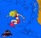 Dibujo Barbie practicando surf pintado por gatita02