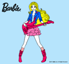 Dibujo Barbie guitarrista pintado por huaman