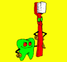 Dibujo Muela y cepillo de dientes pintado por JAJA