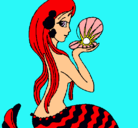 Dibujo Sirena y perla pintado por giza