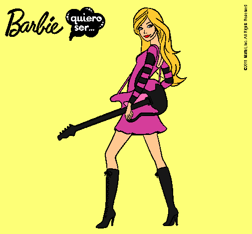 Dibujo Barbie la rockera pintado por yole