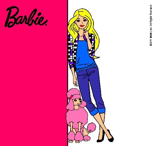 Dibujo Barbie con cazadora de cuadros pintado por gianella