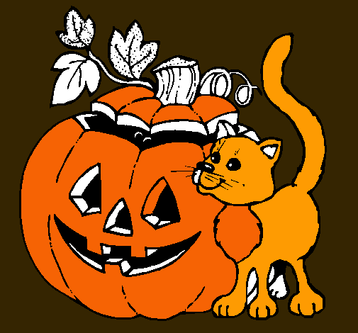 Calabaza y gato