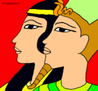 Dibujo Ramsés y Nefertiti pintado por danielitapecas