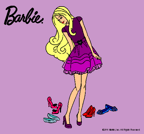 Dibujo Barbie y su colección de zapatos pintado por sofi007