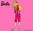 Dibujo Barbie con look casual pintado por moda