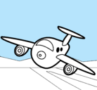 Dibujo Avión aterrizando pintado por transportes