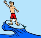 Dibujo Surfista pintado por olas