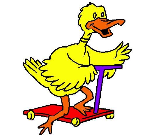 Pato en patinete