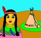 Dibujo India y tepee pintado por ruthescobar