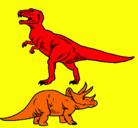 Dibujo Triceratops y tiranosaurios rex pintado por bill