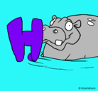 Dibujo Hipopótamo pintado por homero