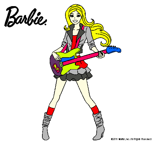 Dibujo Barbie guitarrista pintado por yalla