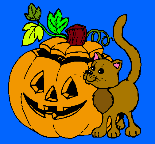 Calabaza y gato