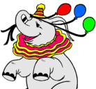 Dibujo Elefante con 3 globos pintado por roke