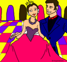 Dibujo Princesa y príncipe en el baile pintado por metzi