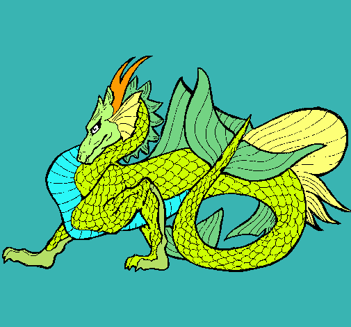 Dibujo Dragón de mar pintado por drago