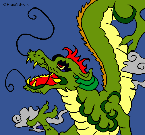 Dibujo Dragón japonés pintado por cecy