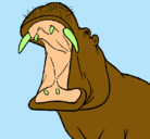 Dibujo Hipopótamo con la boca abierta pintado por gerson