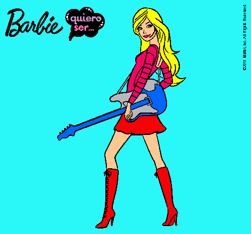 Dibujo Barbie la rockera pintado por dragon2012