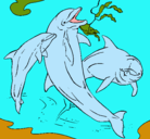 Dibujo Delfines jugando pintado por vale-19
