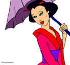 Dibujo Geisha con paraguas pintado por bella543